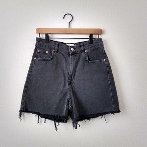 Zara Black Mom Jean Cutoff Rigid Denim Shorts | 4